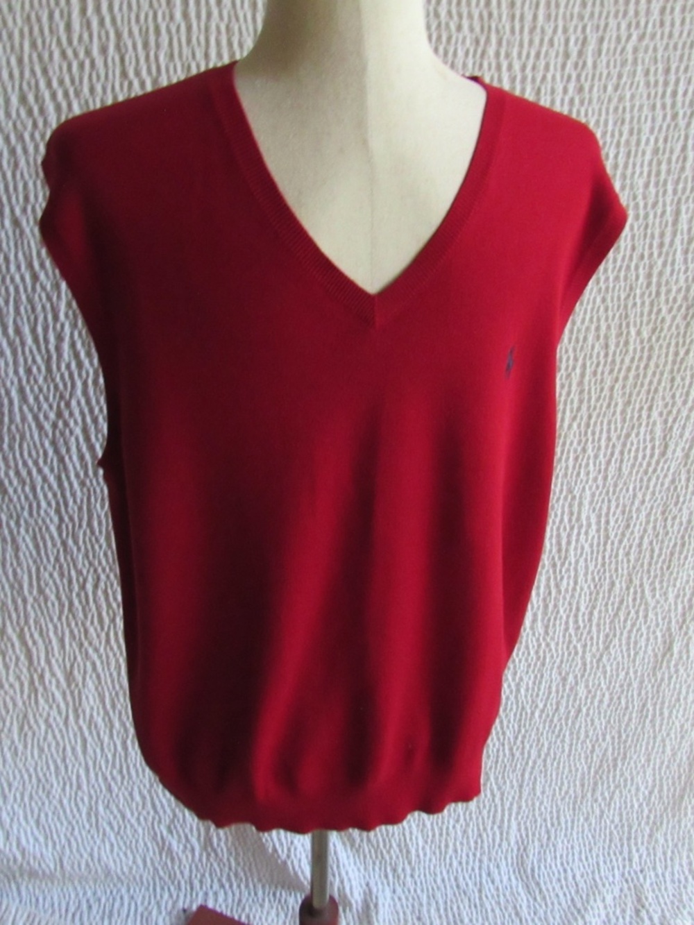 Polo by Ralph Lauren Men’s Deep Red 100% PIMA Cotton Sweater Vest Size L Ribbed